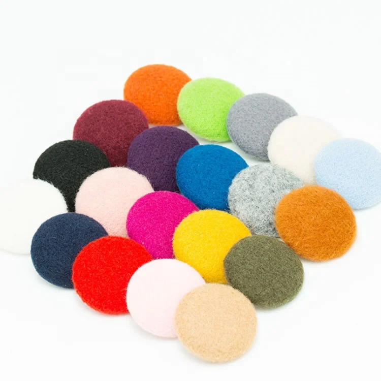 
ZM270 Decorative Buttons Of Cashmere Wool Colourful Aluminium Base Plastic Buttons 