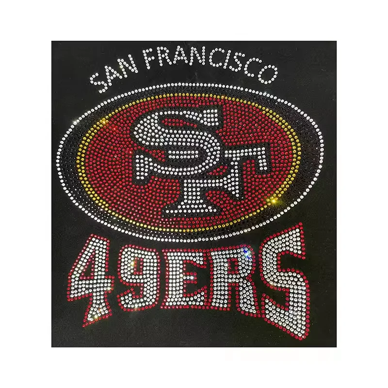 San Francisco 49ers Football Iron on Bling Rhinestone Rhinestone Hot Fix Rhinestone Transfer for shirts and hoodies