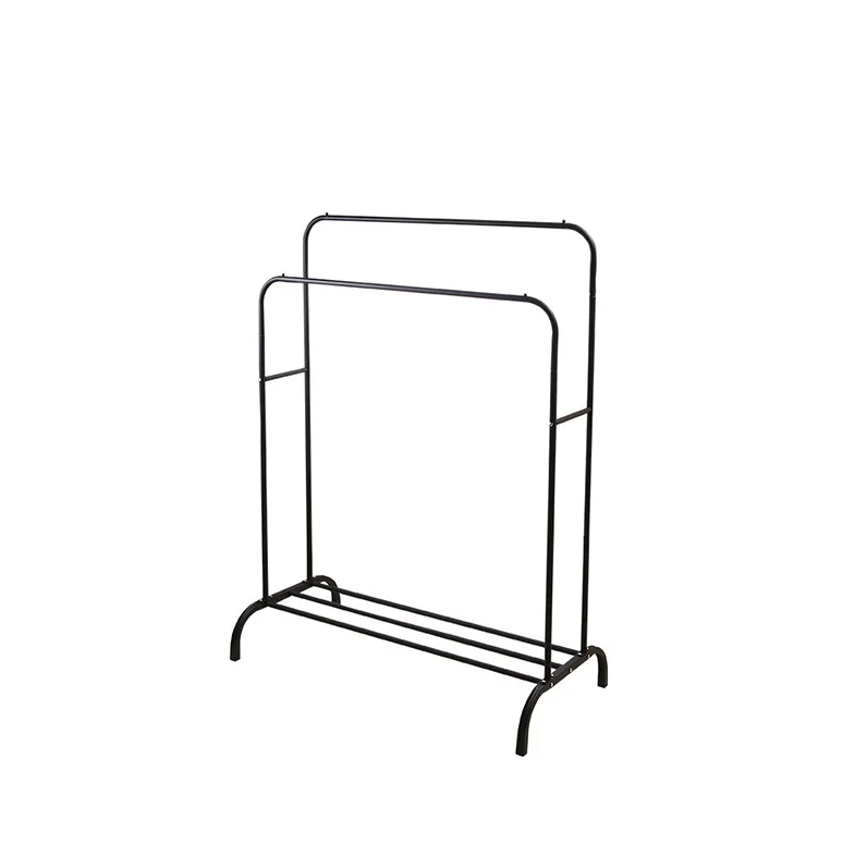 New multi functional large capacity simple floor clothes rack metal two pole clothes rack folding