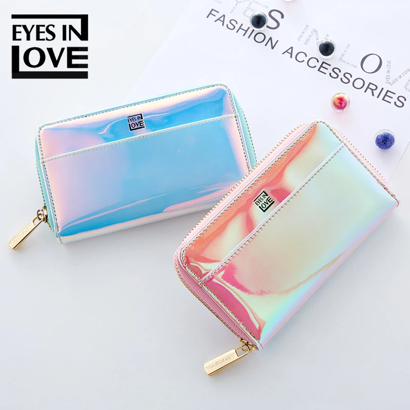 Functional Women Colorful Laser Phone Clutch Bag Lady Travel Long Zipper Coin Purse Wallet
