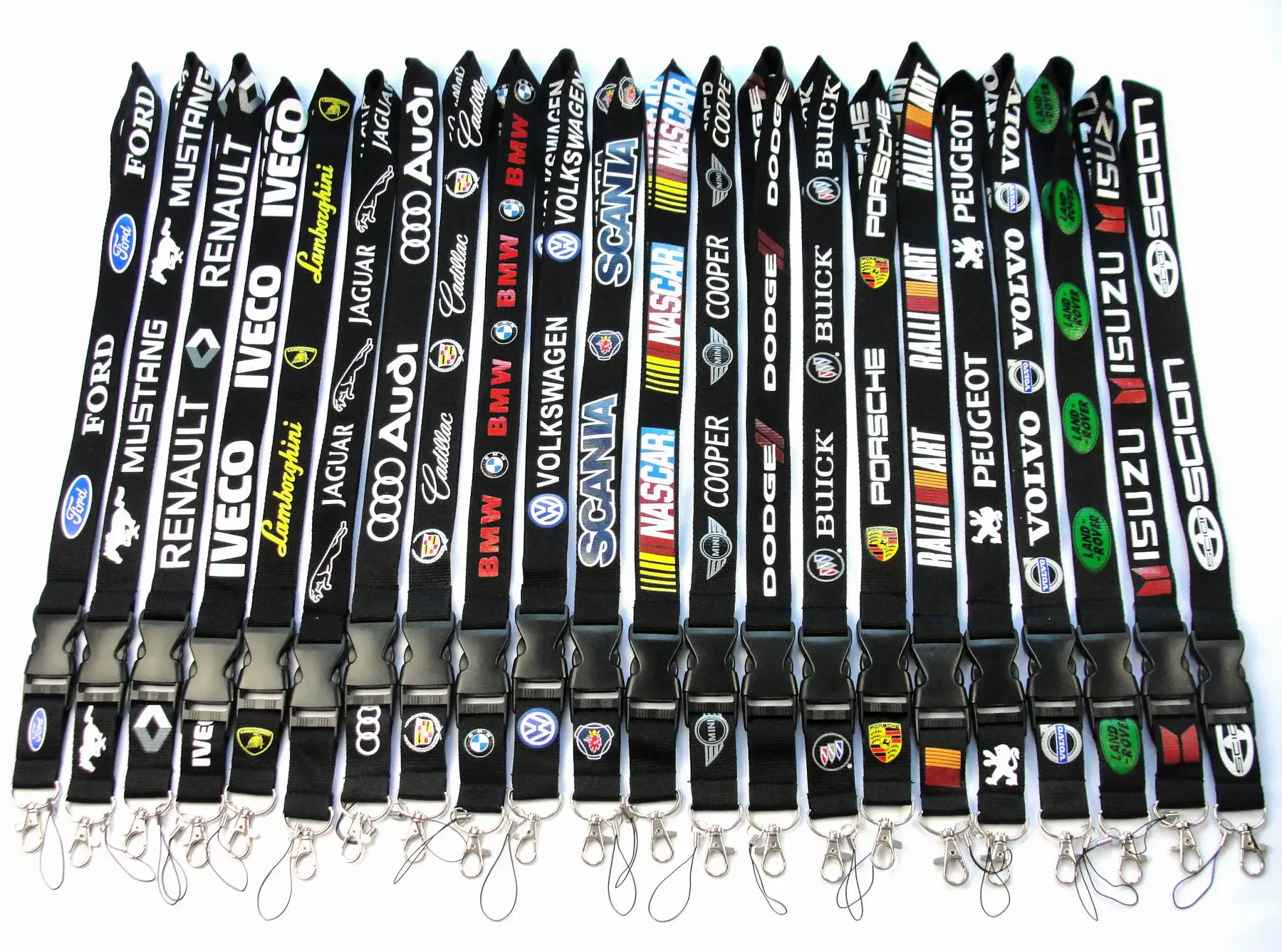 RTS China Wholesale hook  white polyester lanyard Car Brand print neck lote de key ring lanyards quick release lanyard