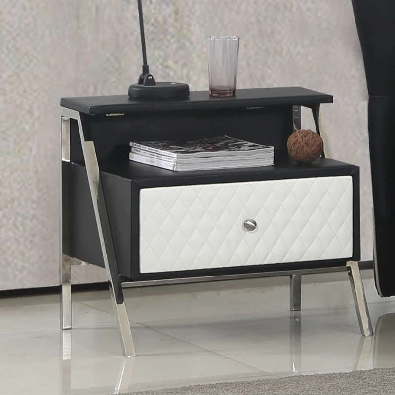 Bedroom Furniture Unique Style New Shape Night Stand With Storage Leather Bedside Table Matching Bed