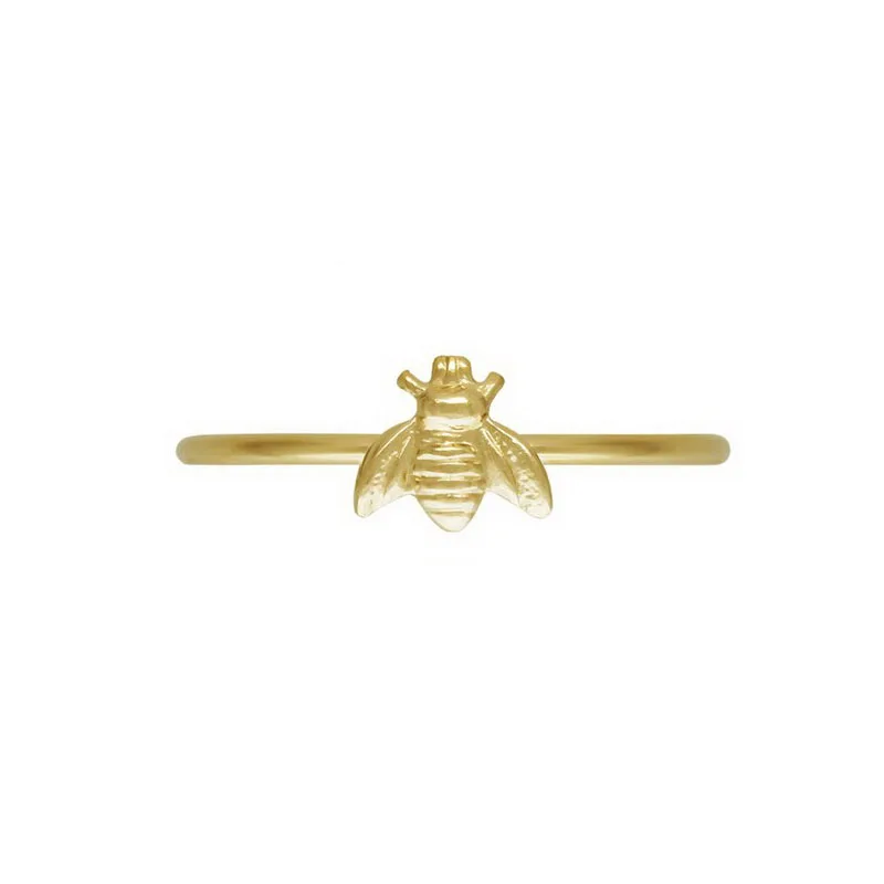 14K Gold Filled Jewelry Flashlight Ring Bee Animal Simple Stacking Finger Ring