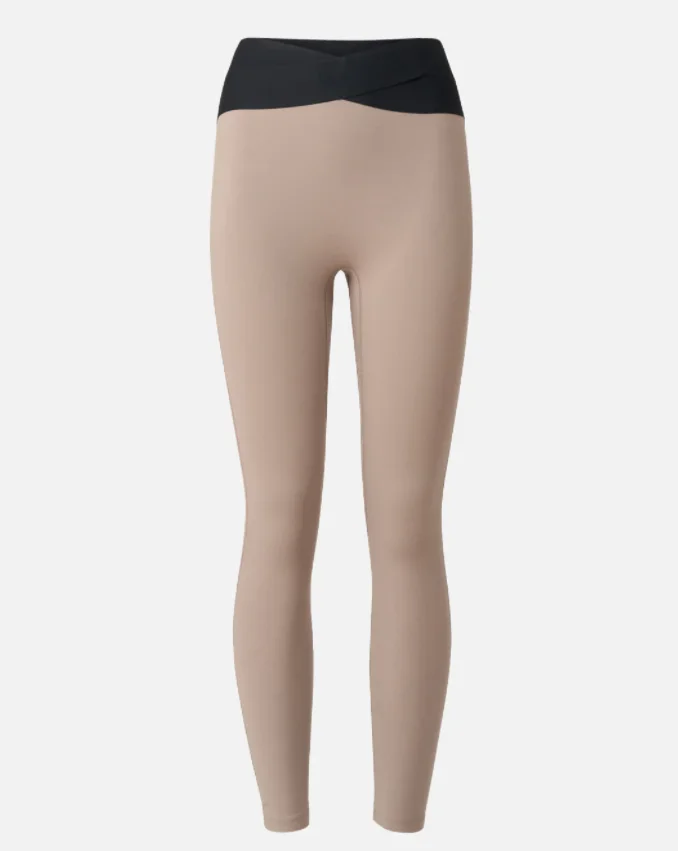 Popular Womens Nylon Spandex 3/4 Length Crossover Waistband Cropped Leggings