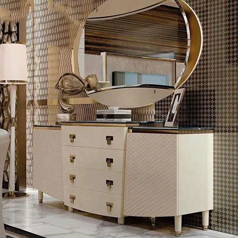 New design European antique style MDF console table with drawers and mirror for home furniture