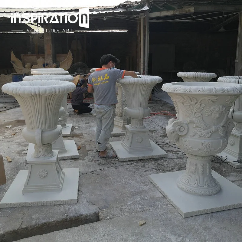 INSpiration design antique patio backyard plant pots urns vase garden ornaments outdoor roman cast stone urn planter
