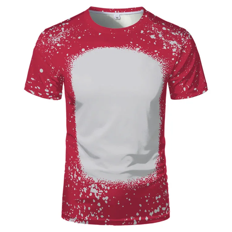 RBX Wholesale Faux Bleached Polyester T Shirts Blanks Bleach T-shirt Sublimation