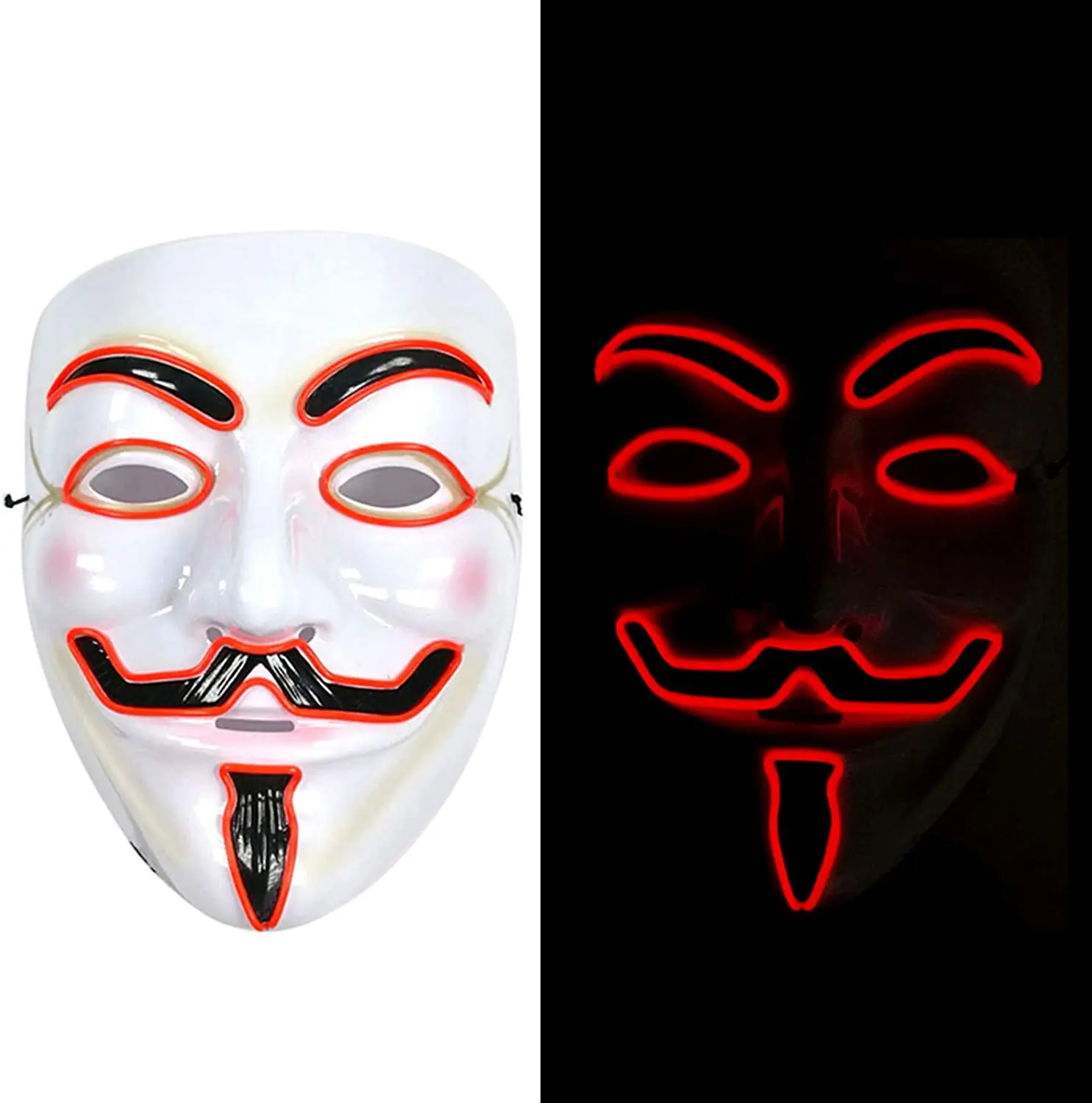best seller Led Scary Neon El Wire Face Mask Glowing Purge Light Up  party Mask for Halloween