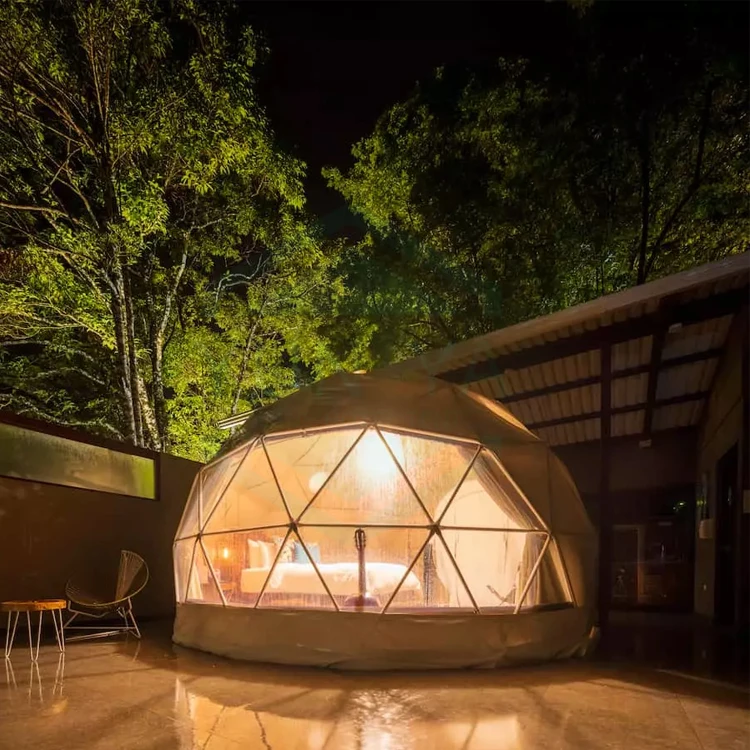 2024 Outdoor Camping Resort Glamping Geodesic Dome Tent Round Camping Tents PVC Domes Tents Hotel with Bathroom