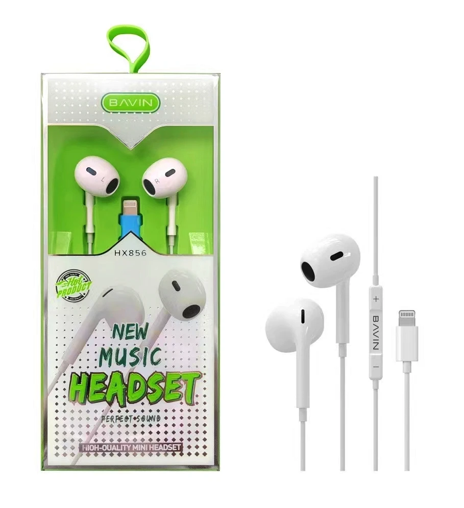 BAVIN HX856 Wholesale Price Custom Type c  3.5 mm In Ear Wired Headphone Earphone with Built in Microphone