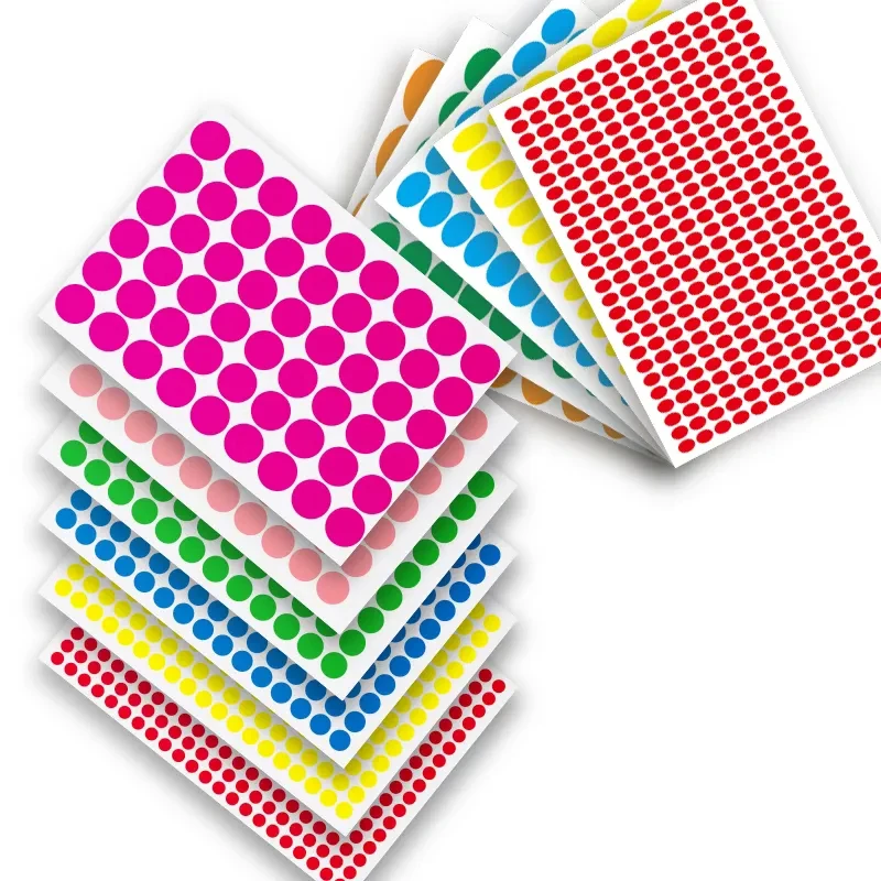 15mm Color Dot Sticker Office Closure Stickers Classification Marks Round Handwritten Warehouse Color Classification Labels