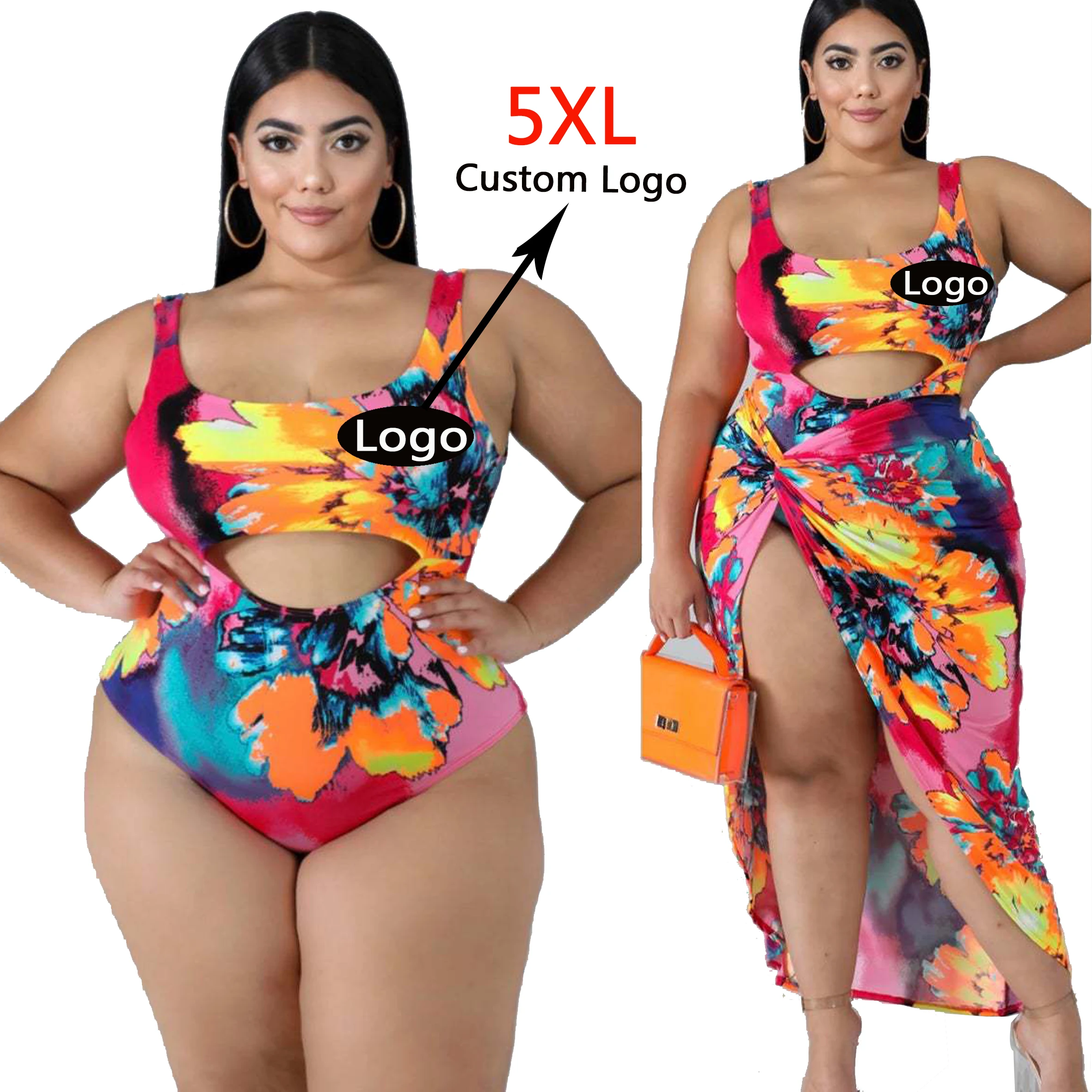 Wholesale Coverups Women Beachwear One Piece Swimwear Bikinis Plus Size with Cover Up