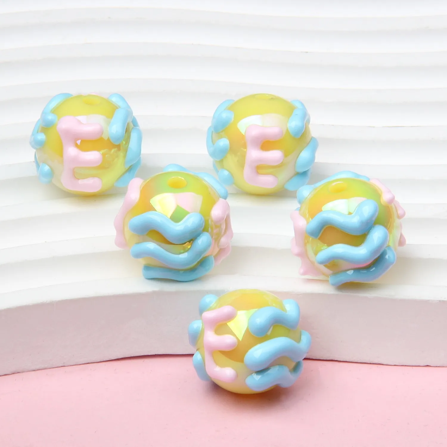 Wholesale Acrylic Colorful Hand Painted Oil Drop Pearls Beads for Jewelry Making DIY Charm Necklace Bracelet