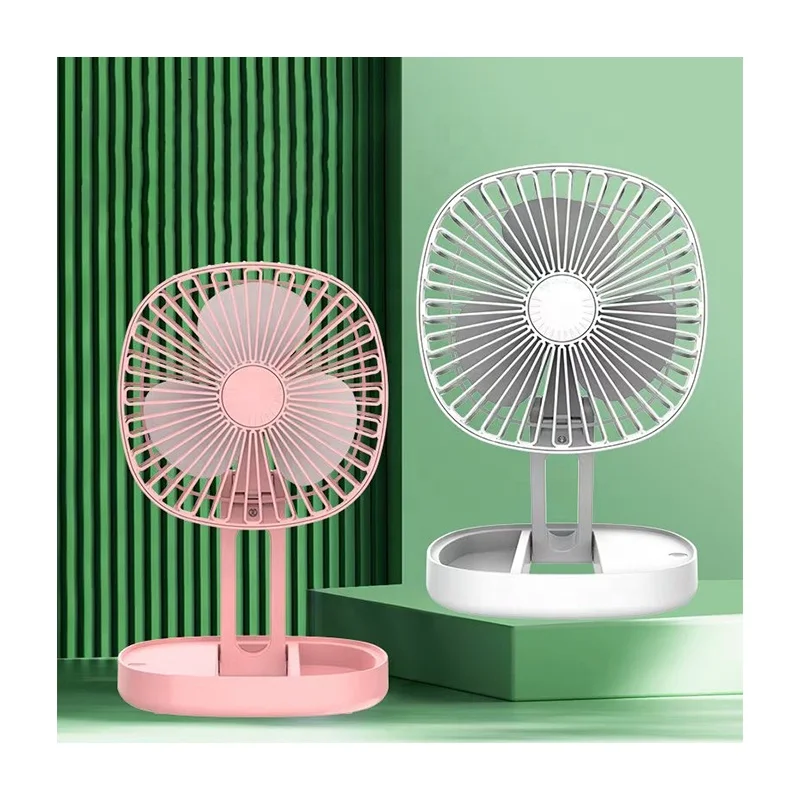 Best-selling Low Noise summer fan green white pink gray Desk Foldrechargeable desktop folding fan with built-in battery