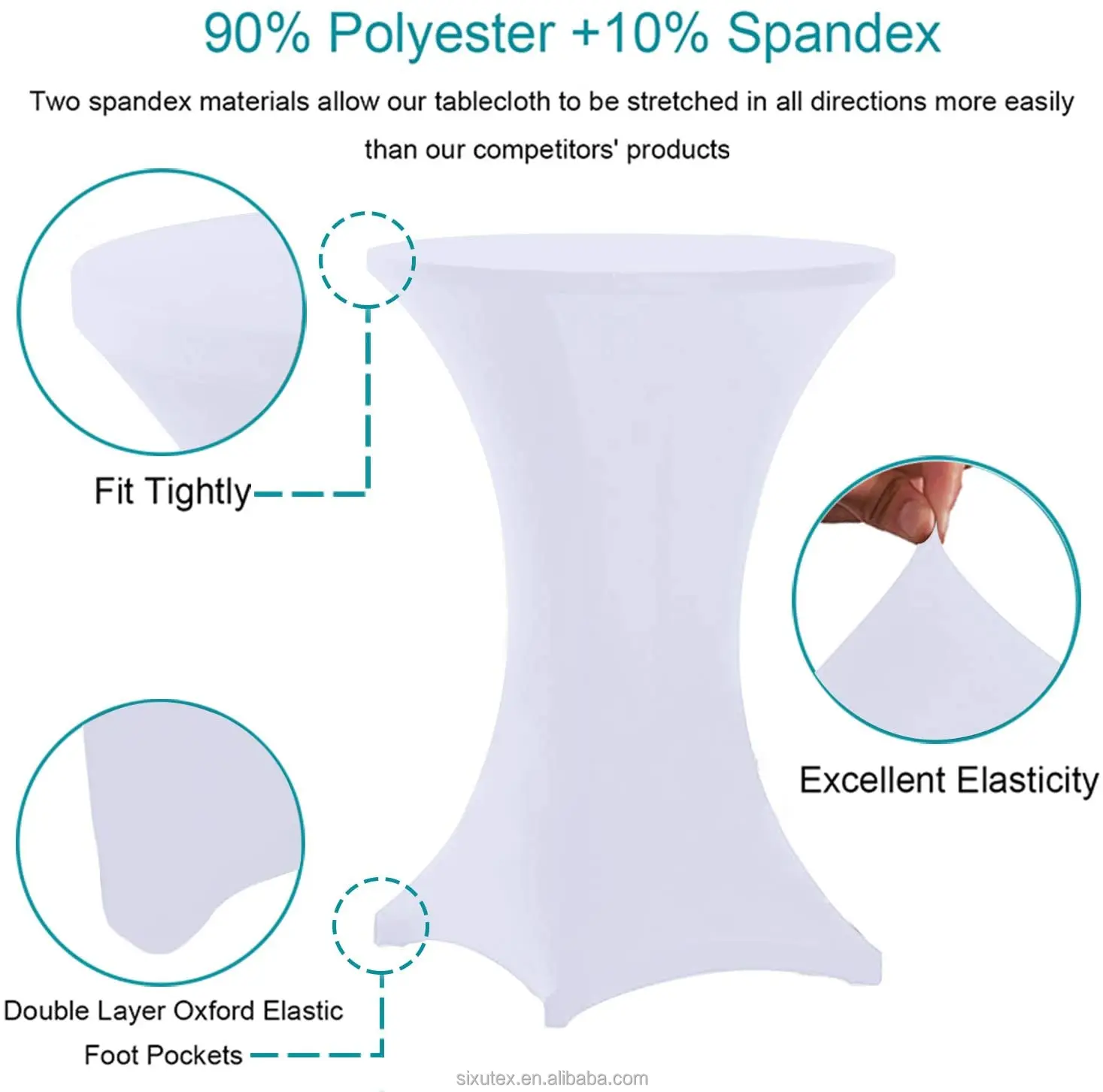 Cocktail Round Spandex Table Cover Four-Way Tight Fitted Stretch Tablecloth nappes for Outdoor Party DJ Tradeshow wedding