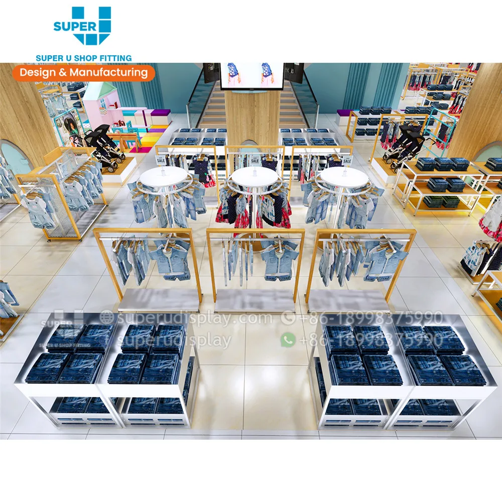 China Guangzhou Custom Retail Kid Clothes Store Design Children Display Furniture Baby Shop Design Fixture Kids Clothes Display
