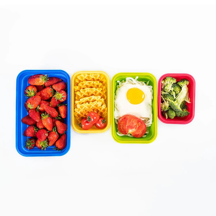  Складные микроволновые многоразовые герметичные складные контейнеры для хранения пищевых продуктов Bento Sets Силиконовый складной Ланч-бокс