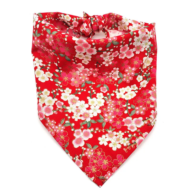 Factory Wholesale Custom Printed Cotton Triangle Adjustable Dog Scarf Bandana Collar
