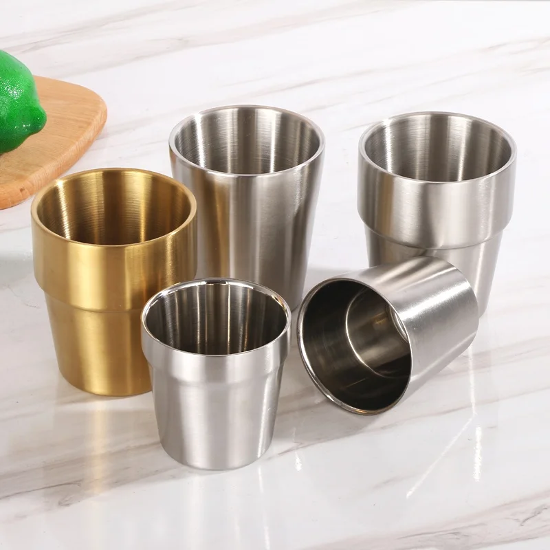 
Amazon metal stainless steel double wall drink coffee mug cups 