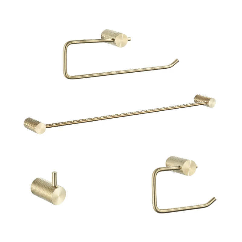 4 pcs Golden accessories shower decor set stainless steel sanitary hardware wall mounted bathroom hotel restroom