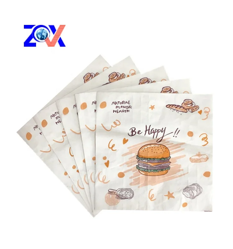 
Packaging Wrapping Greaseproof Paper Custom Logo Burger Paper Food Grade Paper Wood Pulp Offset Printing Carton Packing Virgin 