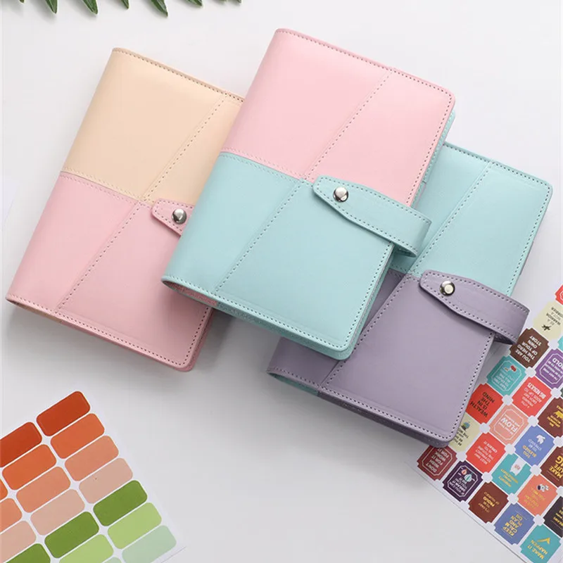 A6 Binder Zipper Bag Macaron Notebook Leather Book Cash Budget Hand ledger book PU Binder
