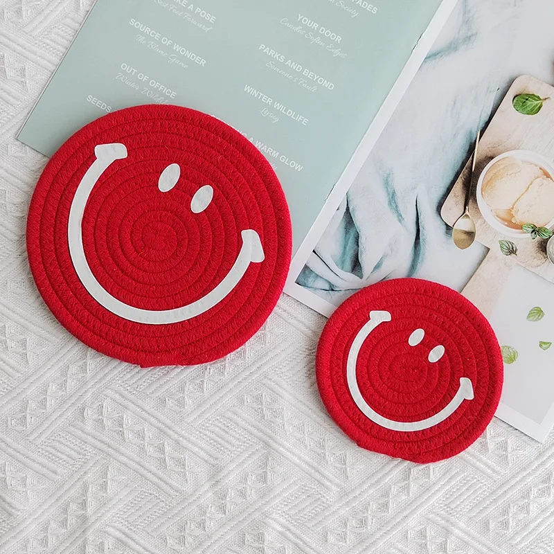 Washable Hard Natural Round Felt Bohemian Straw Macrame Cotton Coasters