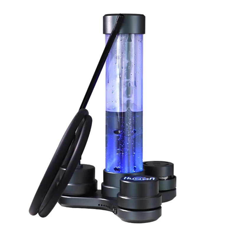 New Style Luxury Aluminum Led Colorful Light 3 Smoke Nozzles Charcoal Shisha Hookah Set