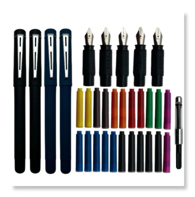 HY Gift Calligraphy Pen Set 35 Pieces/ 4 Pens 5 Nibs 22Ink Cartridges 1ink Pump 1 Instruction Booklet 1practice Paper