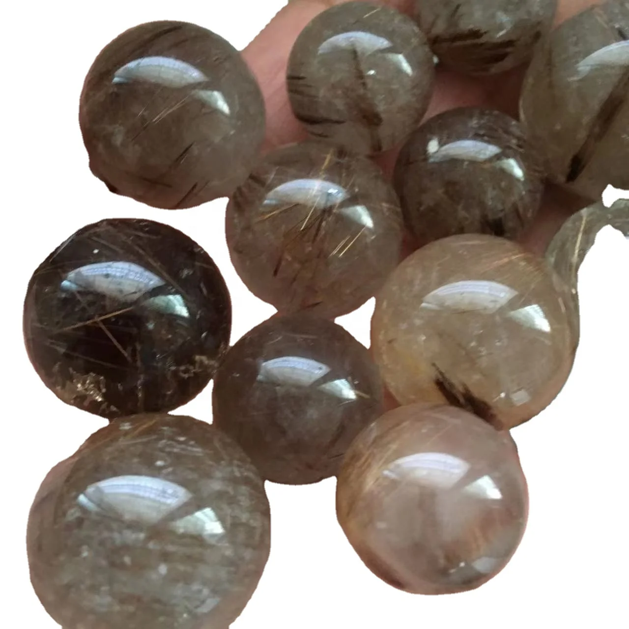 Wholesale natural rutile decorative reiki healing topaz ball spiritual
