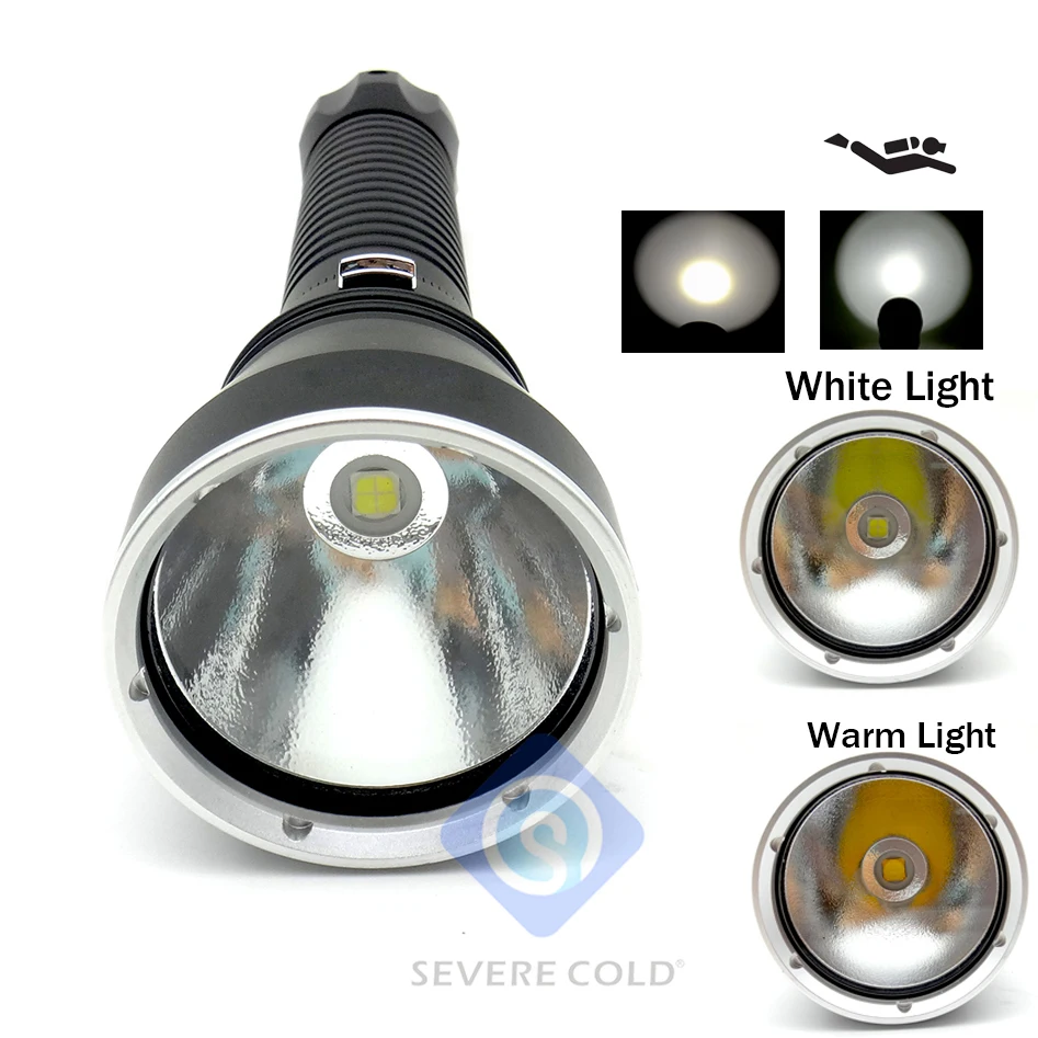 Severe Cold 1000m Long Range LED Flashlight XHP70 Diving Flashlight 8000 lumens 26650 LED Diving Flashlight