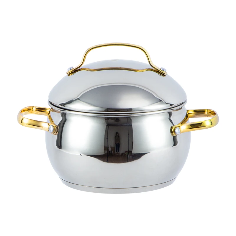 Factory 12 pcs Cookware Set Gold-plated Knob and Handle Stainless Steel Cooking Pot