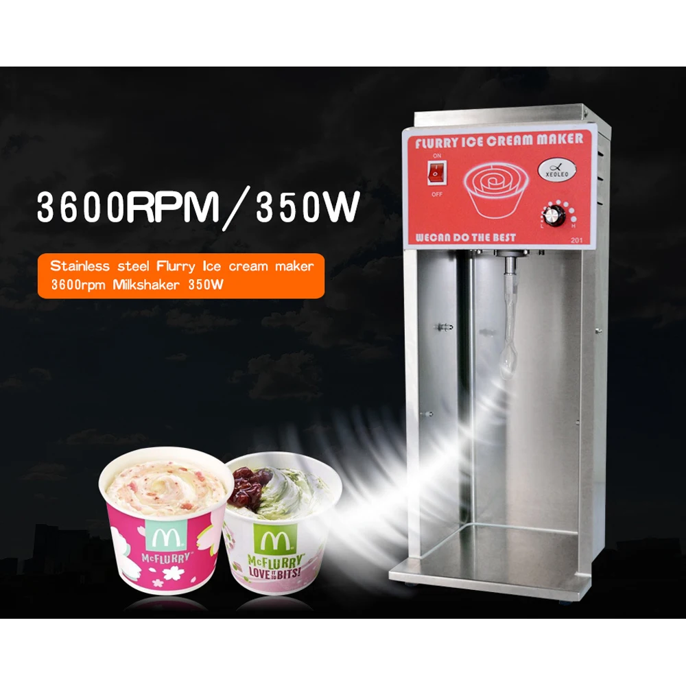 XEOLEO Commercial Frozen Yogurt Mixer Automatic 3600rpm Ice Cream Mixer Maker 350W Stainless Steel Milk Shaking Machine