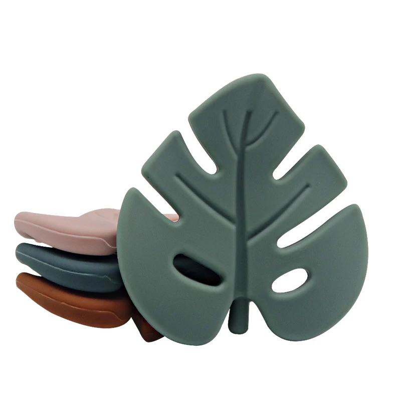 BPA free Food Grade Silicone Leaf shape Chew Teether Soothing Teething Toys