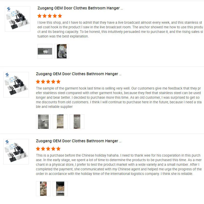 Zuogang Clothes Bathroom Hanger Towel Hook Wall Organisation Stainless Steel Iron Coat Robe Rails J Adhesive Hooks coat hook