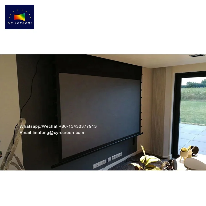 XY Screens Tab-Tensioned Motorized Ambient Light Rejecting screen 4K Perforating Acoustically Transparent Projector Screen