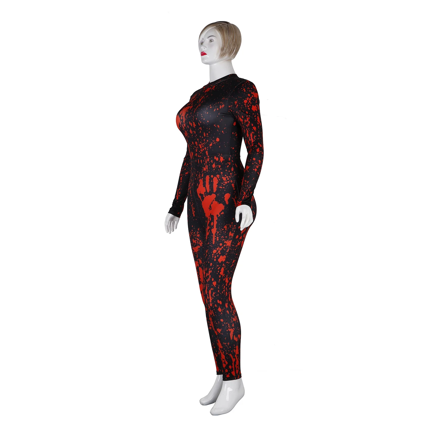 
Long Sleeve Sexy Women Cosplay Jumpsuits Print Halloween Costumes Tight Bodysuit N37-24 