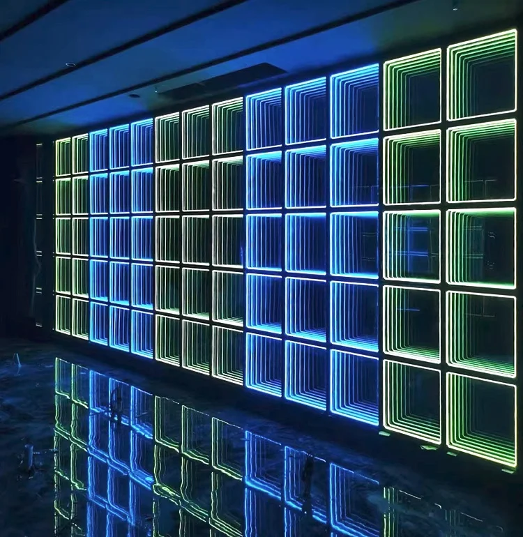 Abyss lamp thousand-layer mirror neon light luminous characters bar background wall brick floor tile mirror customization