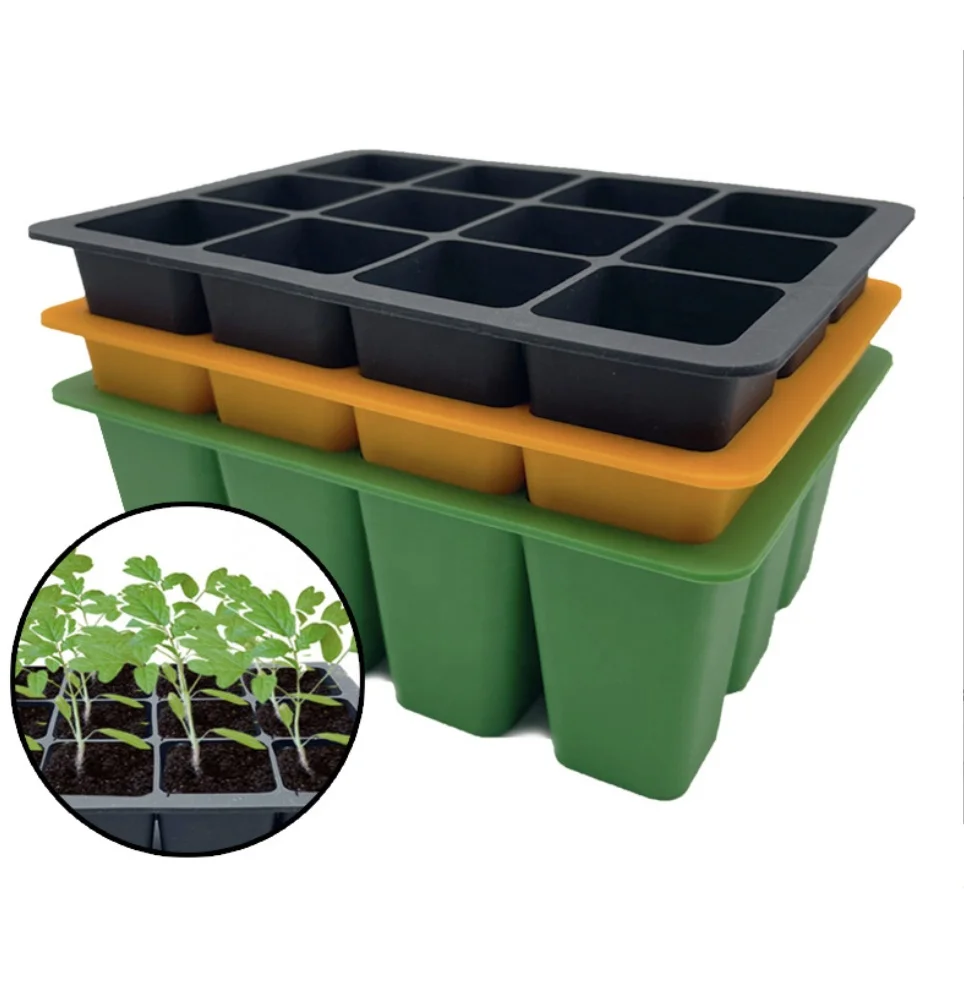 Reusable Flexible Pop-Out Cells Reusable Seed Starter Tray Silicone Seed Starting Tray with Air Vent Humidity Drainage Hole