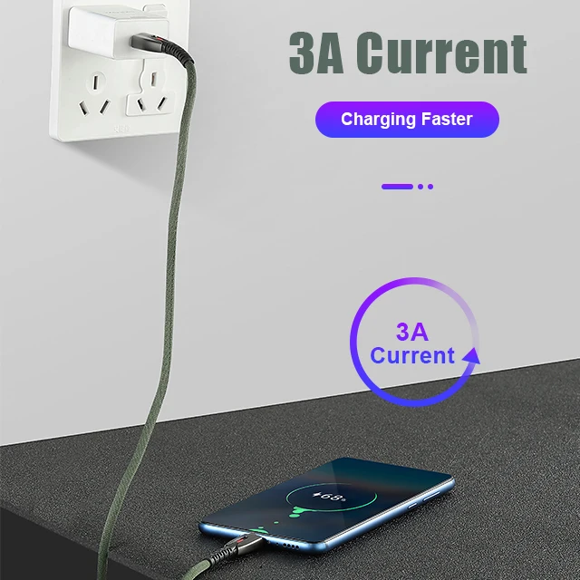  Новый плетеный кабель из цинкового сплава 3A для быстрой зарядки usb type c с передачей