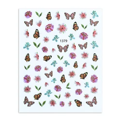 2021 New Butterfly 3D Nail Sticker Laser Flower Nail Sticker Decoration 1379-1384