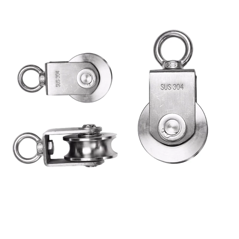 304 Stainless Steel Pulley  V-Shaped Load-Bearing 350 kg Wire Rope Crane Traction Fixed Wheel Lifting Bearing Pulley Bearing