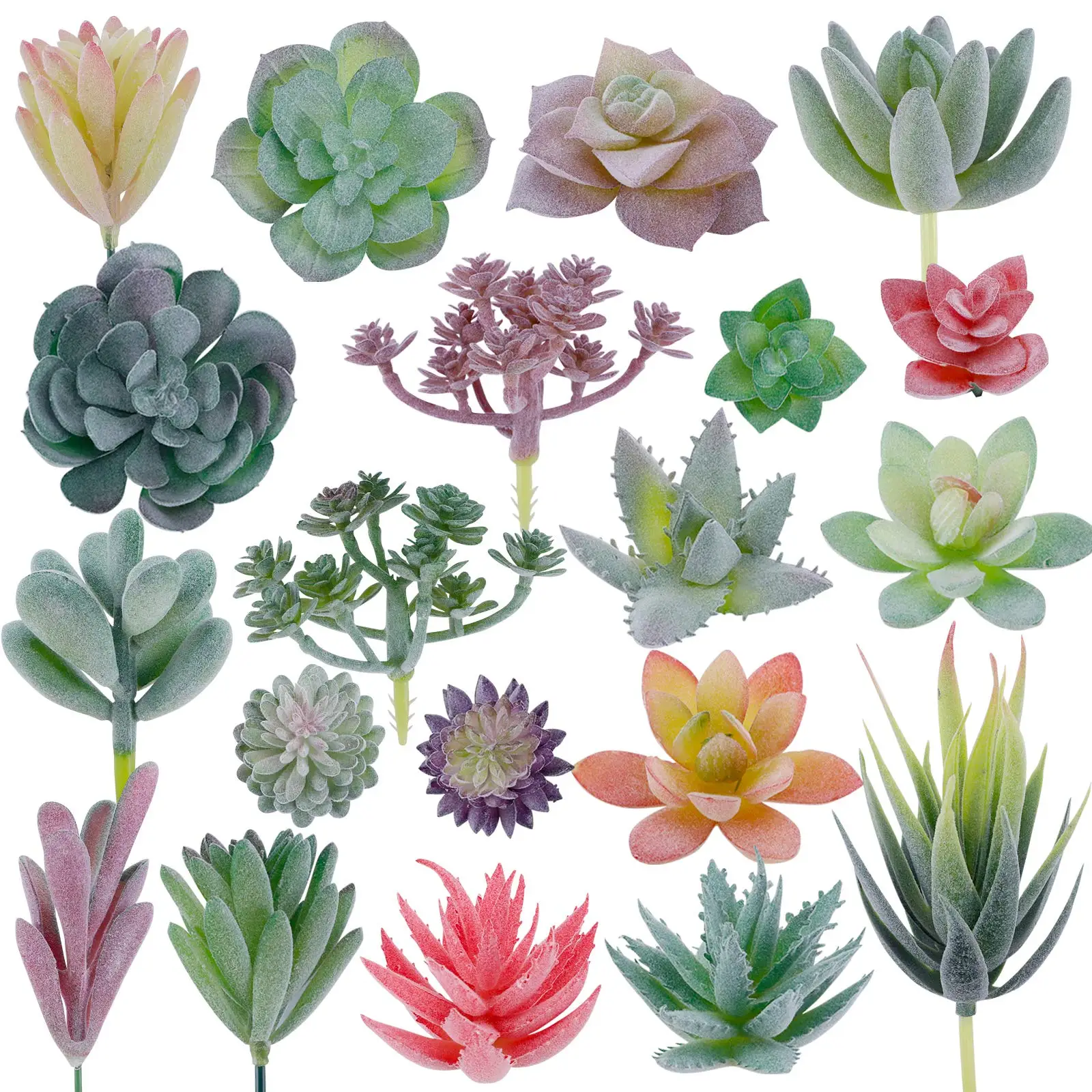 Artificial Succulents, Fake Succulents Realistic Faux Mini Succulent Plants for Terrarium Greenery Outdoor& Indoor Arrangement