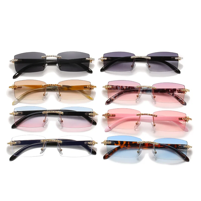 oem china wholesale gradient lens women square shades bling diamond rhinestone sunglasses