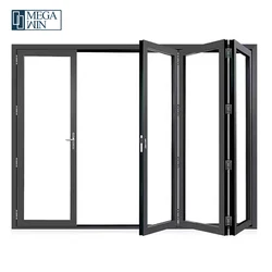 Foshan Doors And Windows Factory Price Patio Double Glazed Glass Exterior Sliding Bifold Aluminum Door