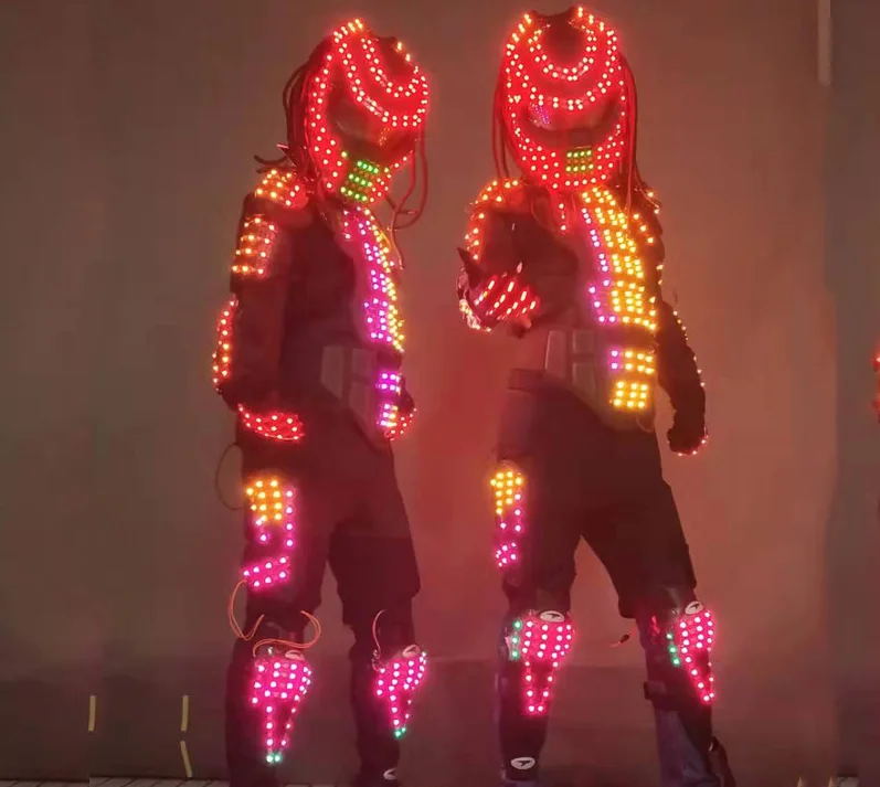 Led RGB Color Moving Dance Robot Costume Suit for Men Party Luminous Performance Wear