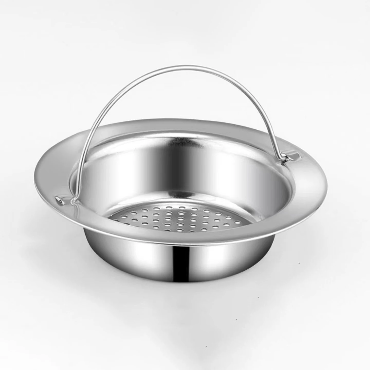 China SS201 Basket Food Catcher with Handle  Wide Rim Fast Flow and Effective Sink Strainer For Kitchen Drains