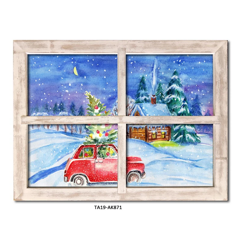 custom Wall Painting Led Canvas Painting for Home Christmas Decoration Car Cross Framed Art Flower Safe Christmas Tree Red