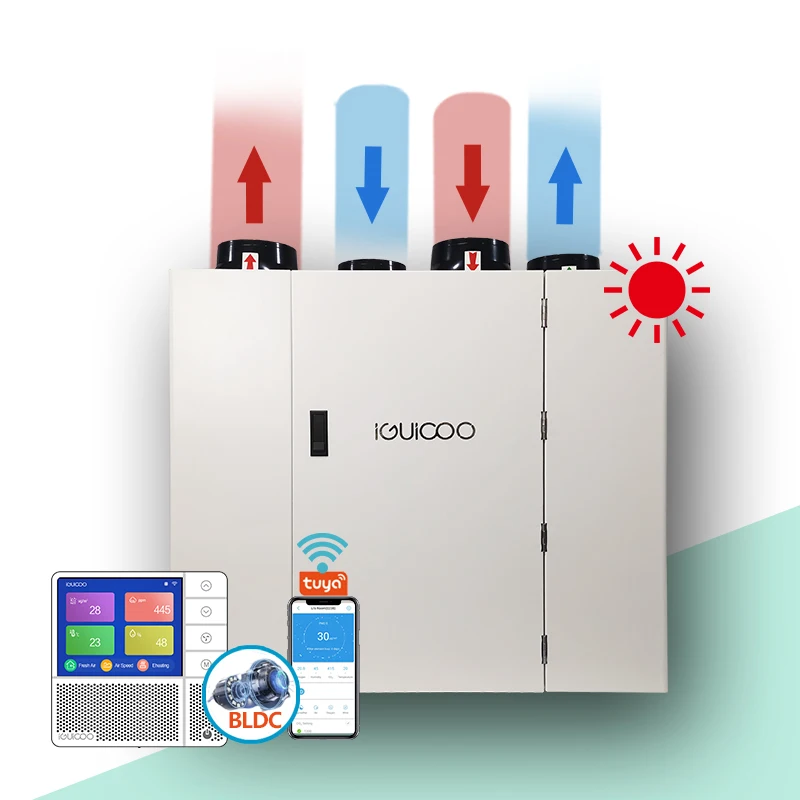 mvhr vertical ventilation system with heat recovery complete system kit easy installation for home appliance