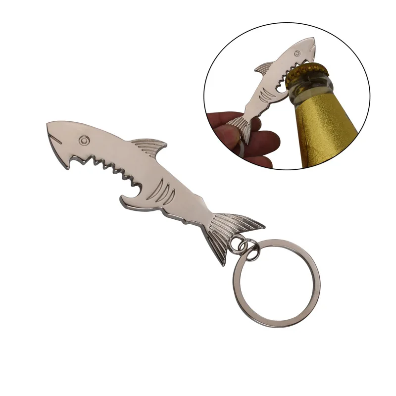 Металлическая открывалка для бутылок Shark, брелок в форме брелка из цинкового сплава, открывалка для пивных бутылок, брелок с логотипом, Уникальный креативный подарок